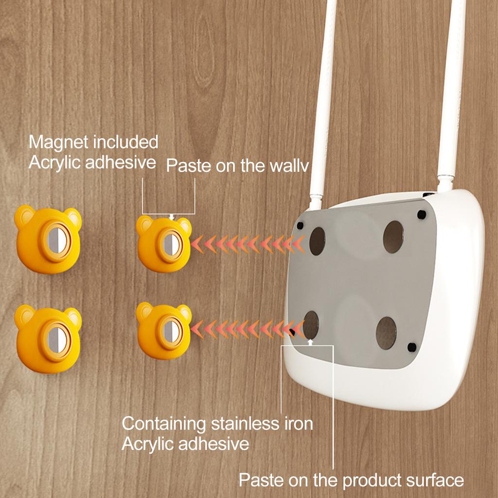 4pcs Magnetic Hooks Wall Mounted Remote Control Storage Rack No Punch Plug Router Hooks