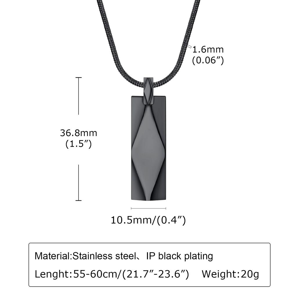 Rectangle Bar Pendants Necklaces for Men Stainless Steel Geometric Neckchain Minimalism Simplicity Collar Chain Jewelry for Him