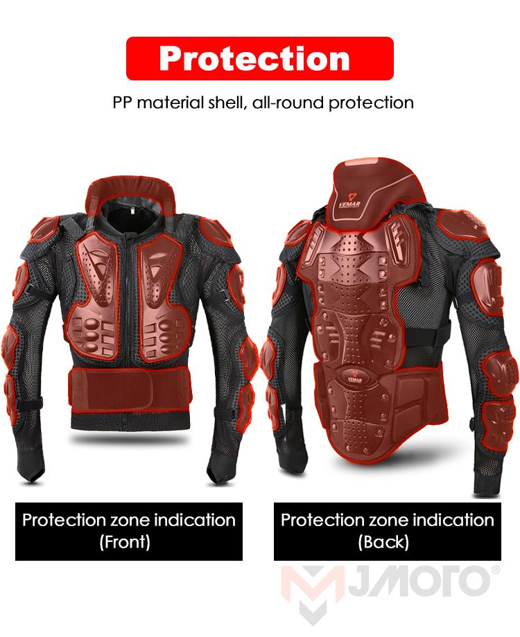 VEMAR Motorrad Körperpanzer Jacke Herren Motocross Brust Rücken Schulter Ellbogen Protektor Optional Abnehmbarer Nackenschutz