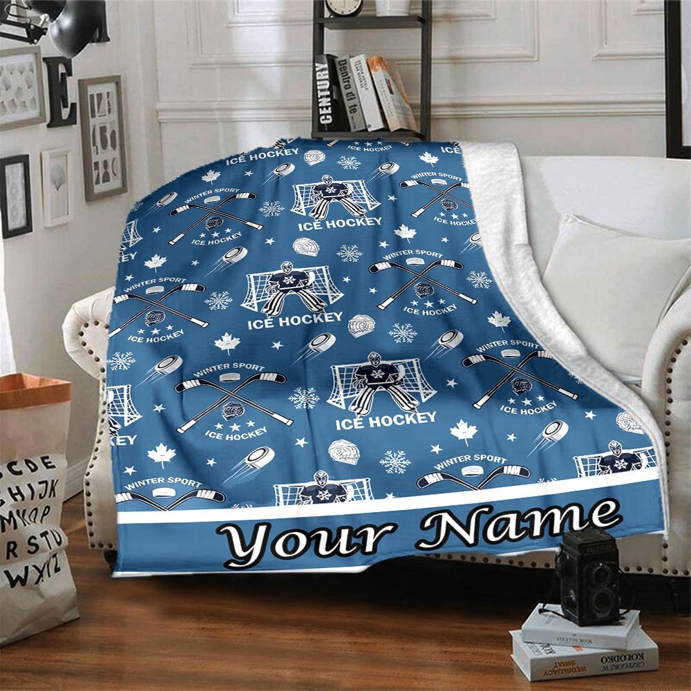 Hockey Lifestyle Eat Sleep Play Repeat Live Love Throw Customize Text Comfortable Texture Versatile For Sofa Couch Office Bed Picnics Allseason Use