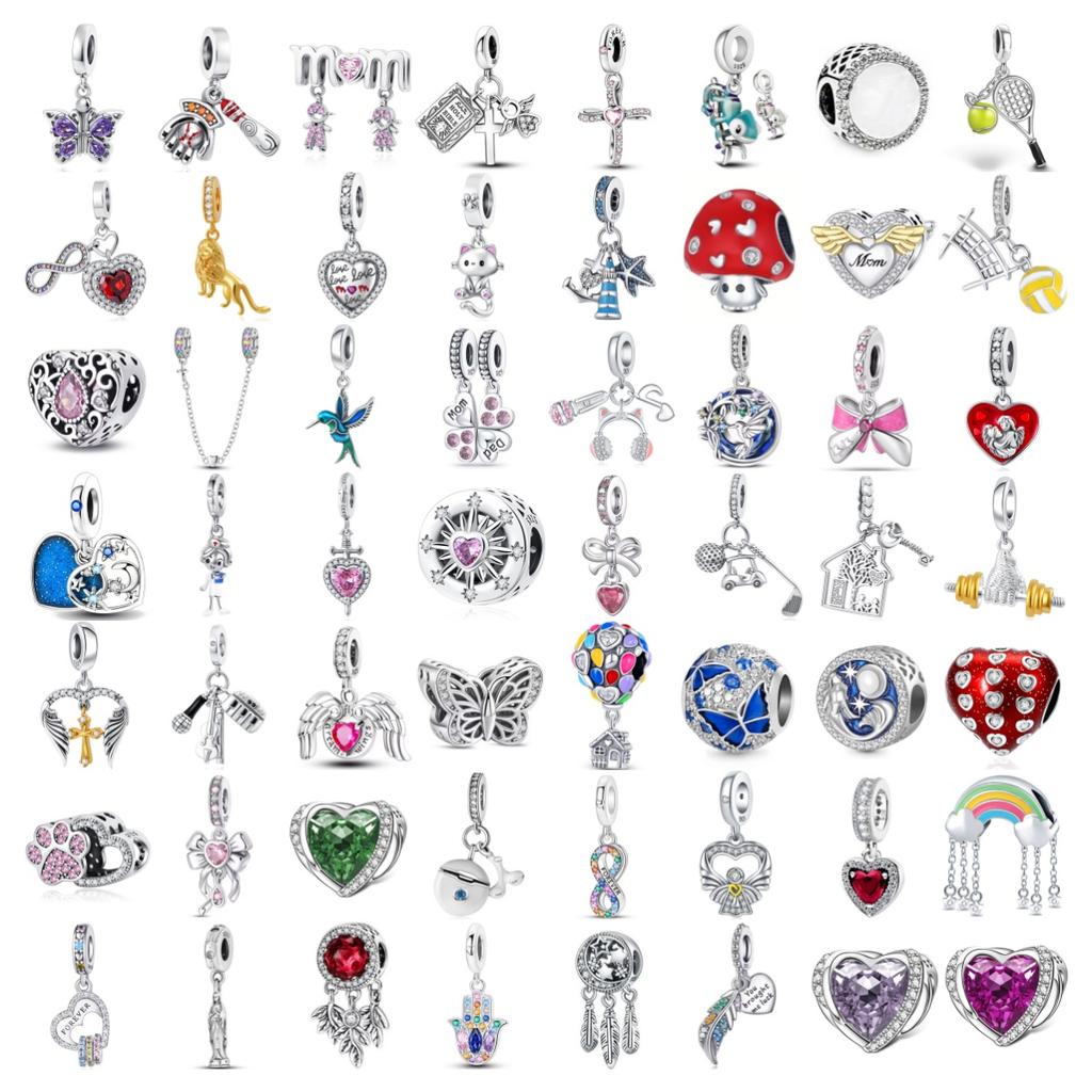 Europe Newcopper Tennis Cute Cat Pendant Charm Love Mom Heart Family Bead Fit Original Diy Bracelet Jewelry For Gift