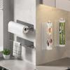 Gunmetal Wall-Mounted Kitchen Rack: Punch-Free Paper Towel, Cling Film, and Dishcloth Holder