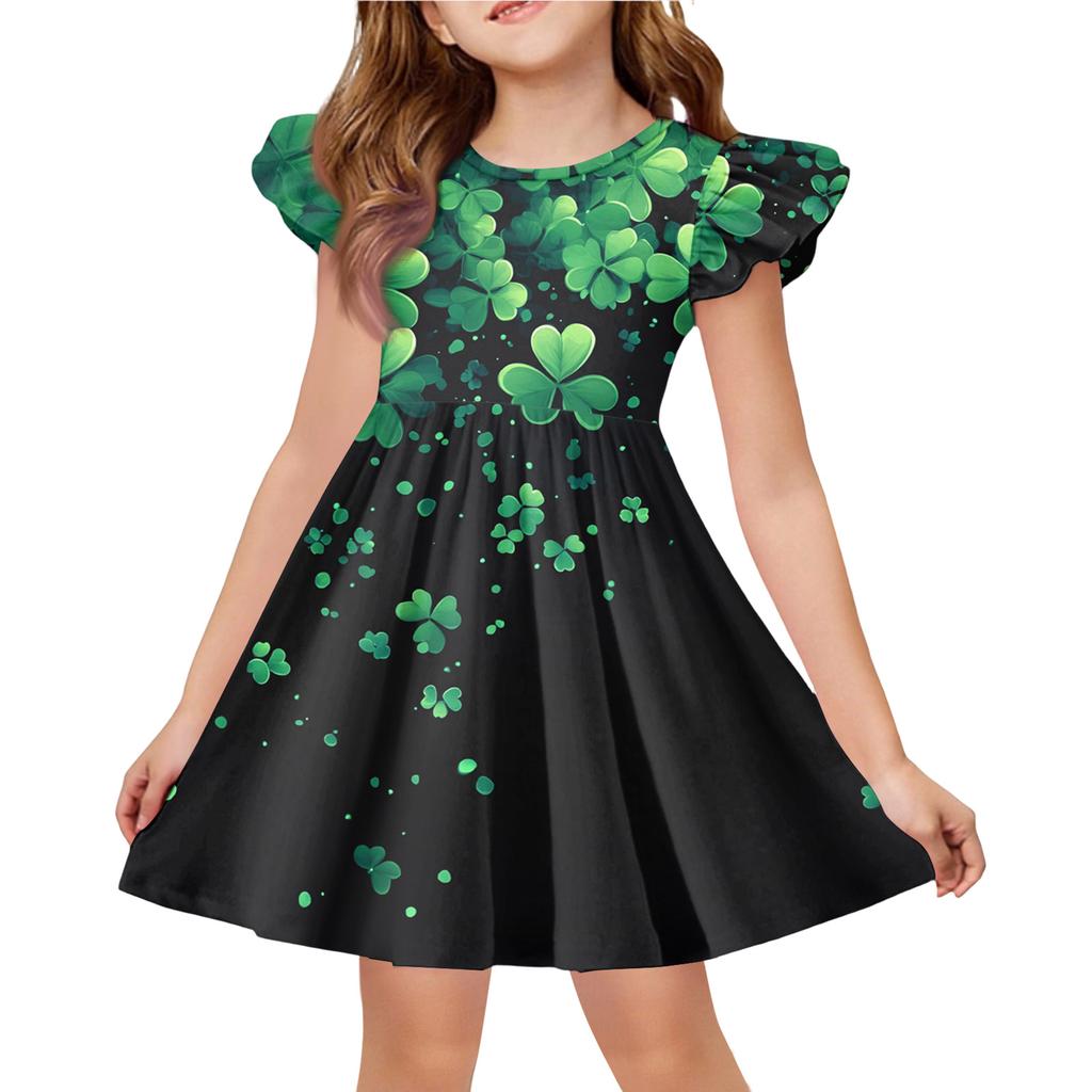 Girls' Summer Princess Dress - A-Line T-Shirt Dress St. Patrick's Day