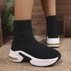Fashion Aphixta Cotton Fabric Stretch Boots for Woman Wedge Heel Breathable Woman Ankle Boots 6cm High shoes for woman botas de mujer
