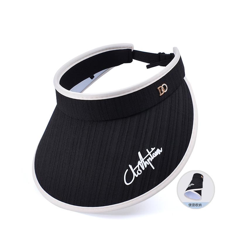Spring and summer outdoor large brim face covering sun hat simple letter empty top sun protection hat versatile fashion sun hat