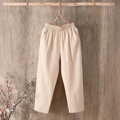 Summer Office Lady Simplicity Pocket Solid Color High Waist Straight Ladies Casul Pants