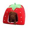 Strawberry Puppy Kennels Washable Pets Cave Sofa Half-Closed Fluffy Dogs Room Pets Sleeping Nest for Winter Indoor