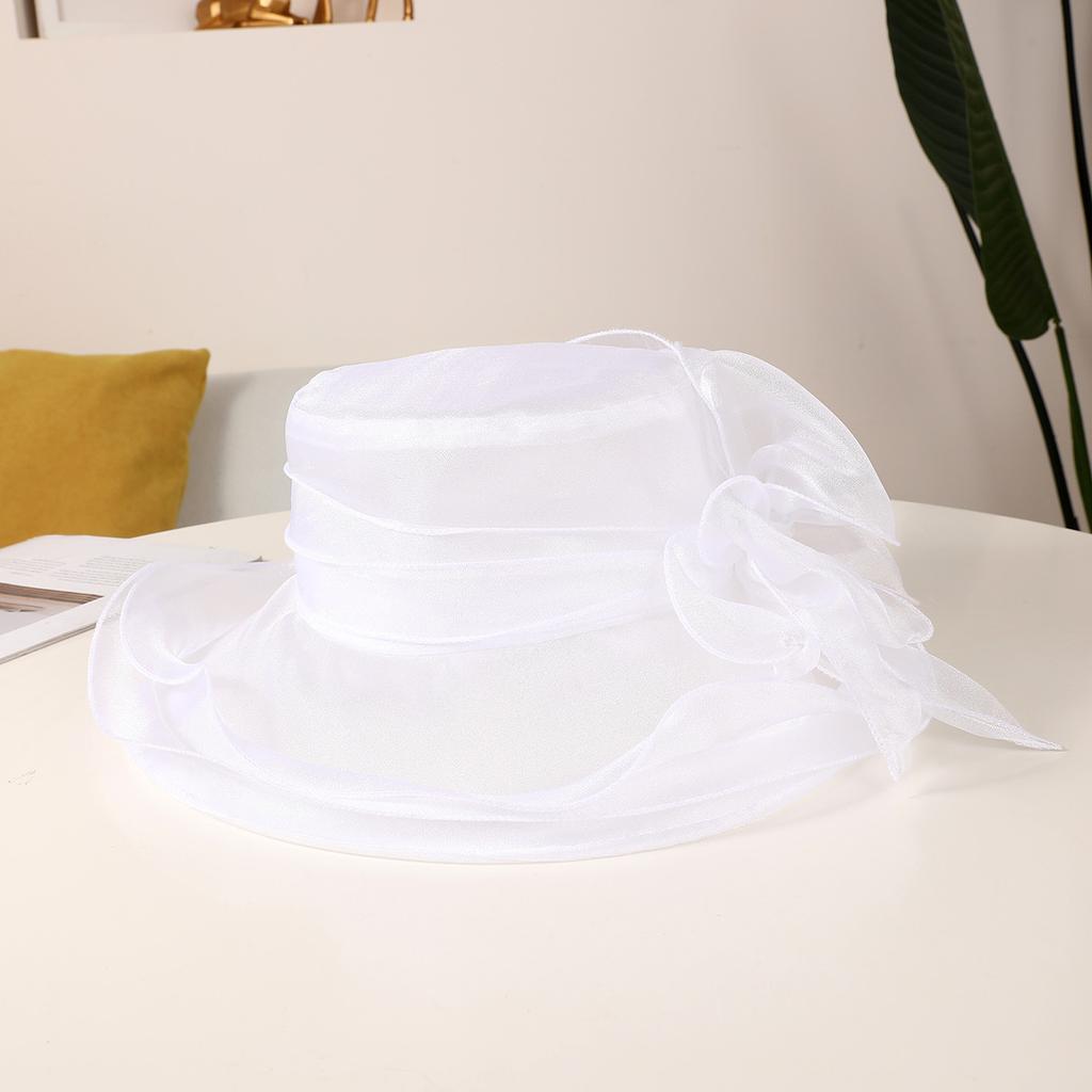 New French organza mesh flower hat summer fashion trendy brand sunscreen sunshade big eaves hat retro elegant millinery hat