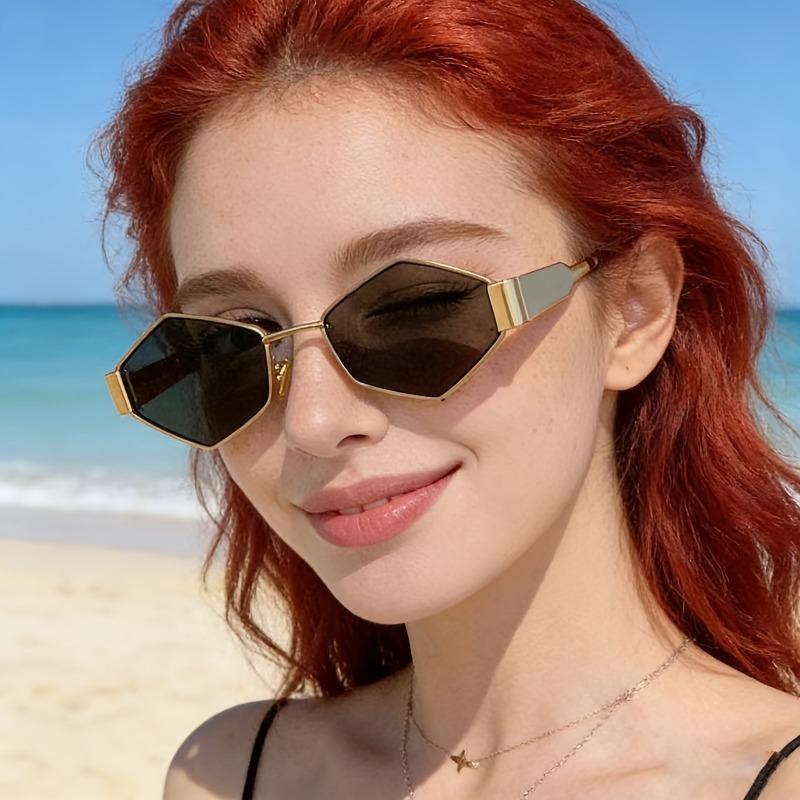1 Stück geometrische Diamantbrille, Vintage-Metallrahmen für Damen, perfekt für den täglichen Weg zur Arbeit & Fotografie.
