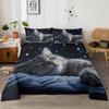 Starry Sky Cat 4-Piece Set, Cute Kitten Helps Sleep, Including 1 Bed Sheet, 1 Duvet Cover, 2 Pillowcases (Pets, Life)