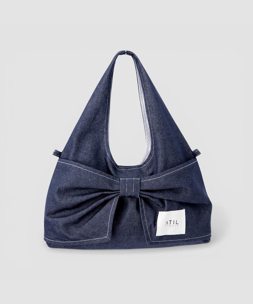 Atil Studio Denim Dewey Mini Ribbon Dot Shoulder & Crossbody Bag _ Musinsa Edition [Blue]