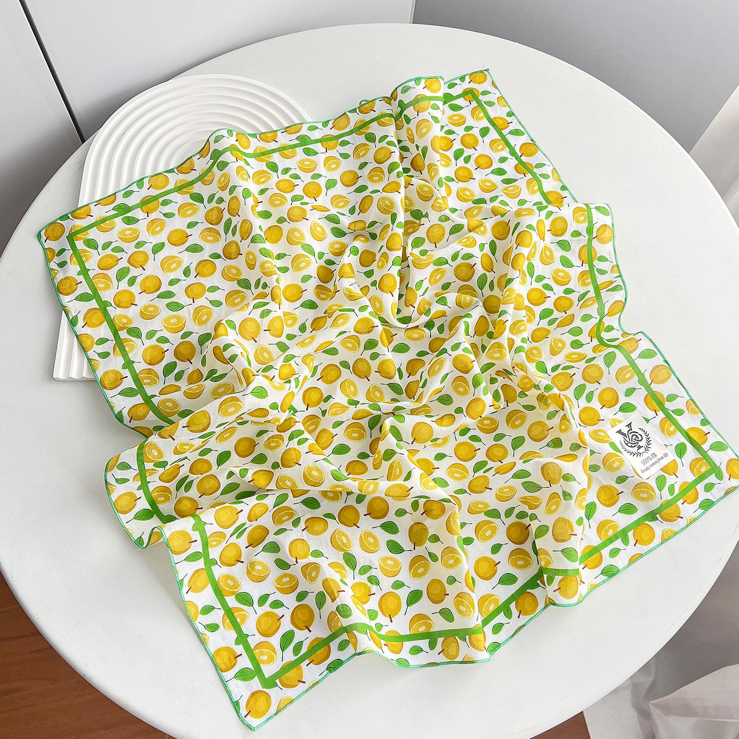 Korean Style Fresh Printed Small Square Scarf For Women Summer Multifunctional Decorative Neck Scarf 6464cm оранжевый