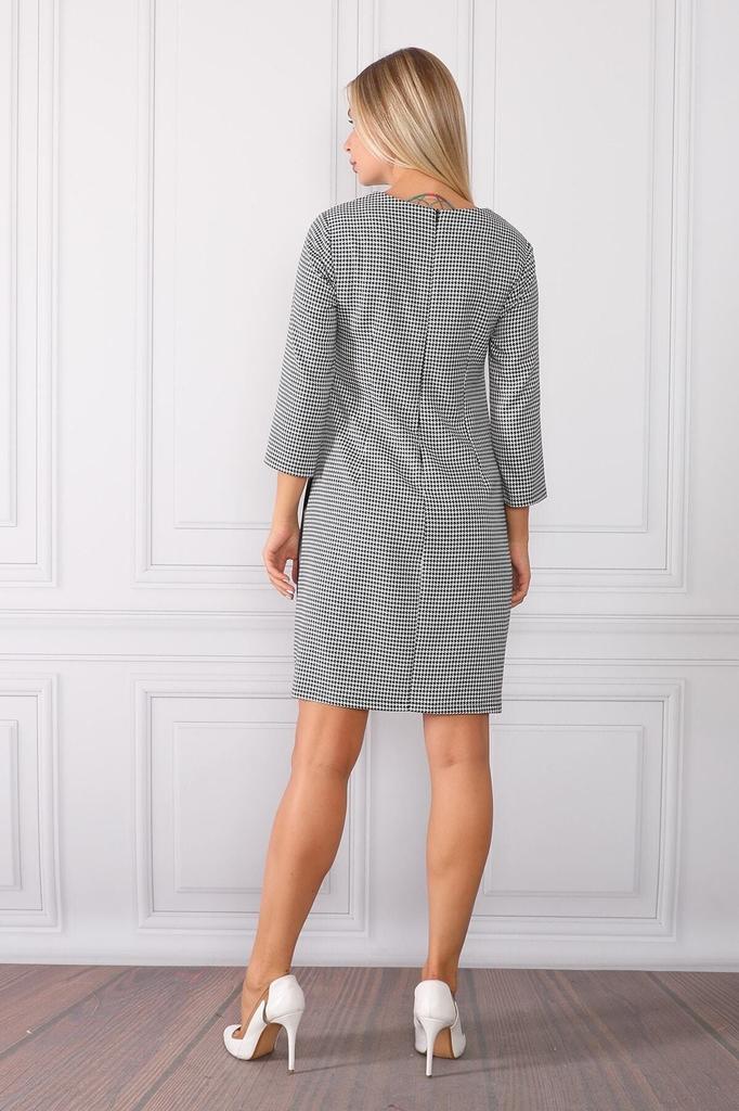 Damen Übergröße Kleid Gestreiftes und Lederdetailliertes Kleid