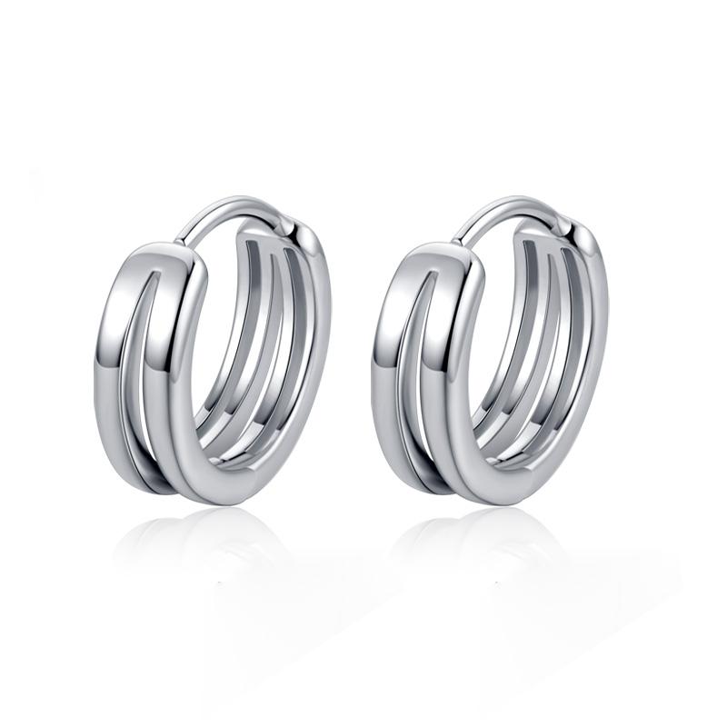 

2Pcs Hollow Double Ring Small Hoop Earrings For Men Women New Trendy Black Silver-Color Hip Hop Party Gothic Earrings Jewelry