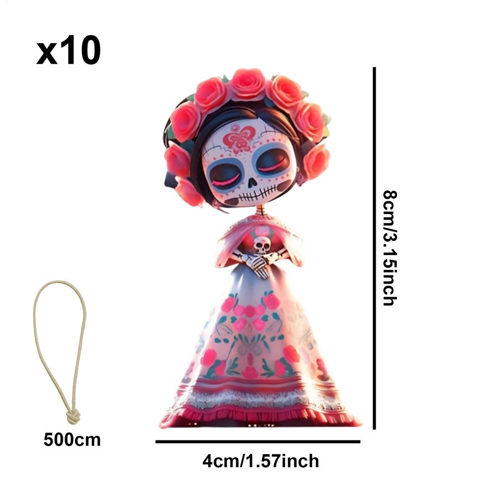 

Haunted Dolls 10 Pieces Halloween Tree Ornaments 2D Punk Ghost Ornament Acrylic Gothic With 16 Ft Rope Decor For Party Window