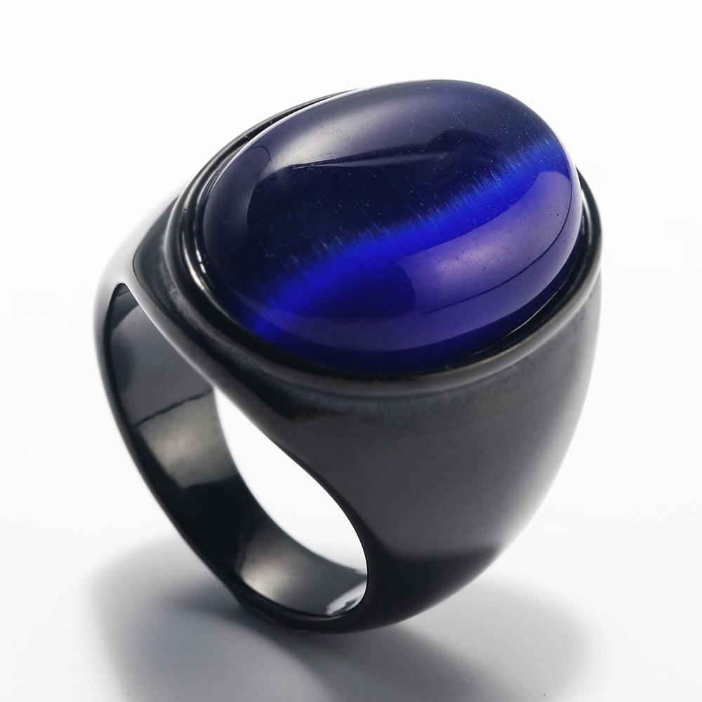 Luxury Gemstone Ring for Men Personalised Hip Hop Steel Titanium Jewellery Black Gold Silver Rock Hipster Street Finger Ring