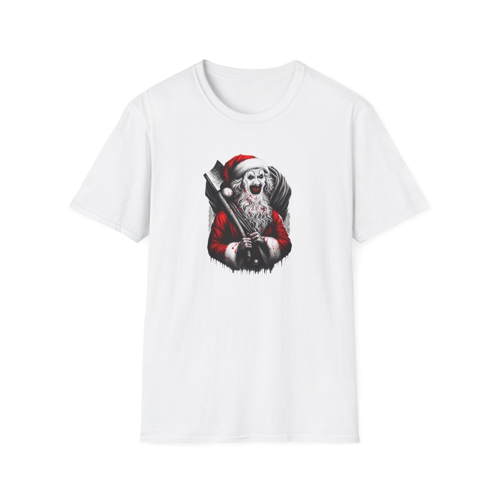 

Santa x Art the Clown Unisex T-Shirt for Holiday Horror Fans, Festive Santa Tee, S разноцветный
