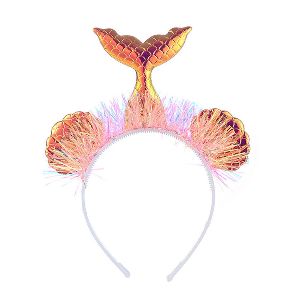 Adult Teen Tinsel Mermaid Headband Festival Fish Scale Hair Hoop for Christmas Party Performances Mardi Gras Headpiece