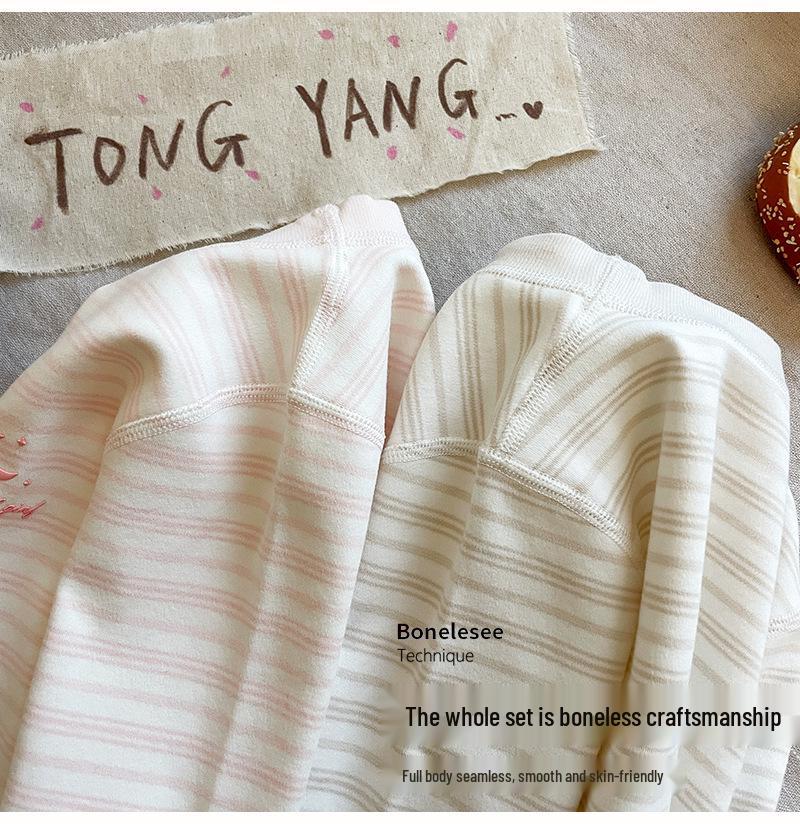 Children's Striped Velvet Warm Homewear Set: Boys' & Girls' Autumn Long Johns & Underwear, Lycra Two-Piece.