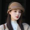 Women's Versatile Retro Elegant Dome Wool Felt Beret with Mesh Decoration - 2024 Autumn/Winter Collection