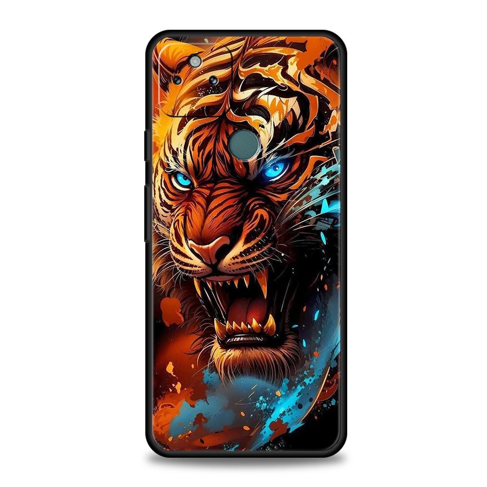Phone Case Cover for Google Pixel 10 9 8 7 6 7A 6A Pro Shockproof Soft TPU 10 9 Pro XL Shell Capas Fundas Cartoon Tiger Pattern