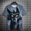 New Fashion Men's Casual T-shirt 3D Printing Fun Animal Print Short Sleeve Street Fashion Wolf Fox Print Round Neck Top