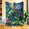 1pc Flannel Blanket with Dragonfly and Flower Bush Print, High-Definition Digital Printing, Suitable for All Seasons, Sofa Throw, Skin-Friendly and So