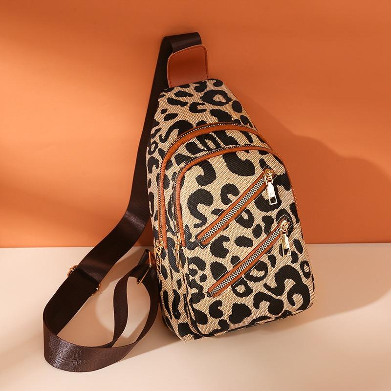 Fashion Leopard Print Soft Leather Women's Chest Bag