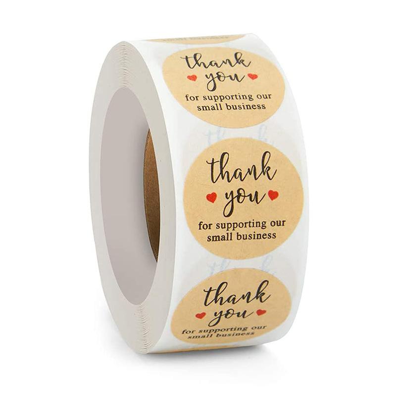 100-500 Stück Danke für die Unterstützung meines kleinen Unternehmens Aufkleber Runde Kraftpapier Siegel Etiketten für Geschenkverpackung Dekoration 1 Zoll