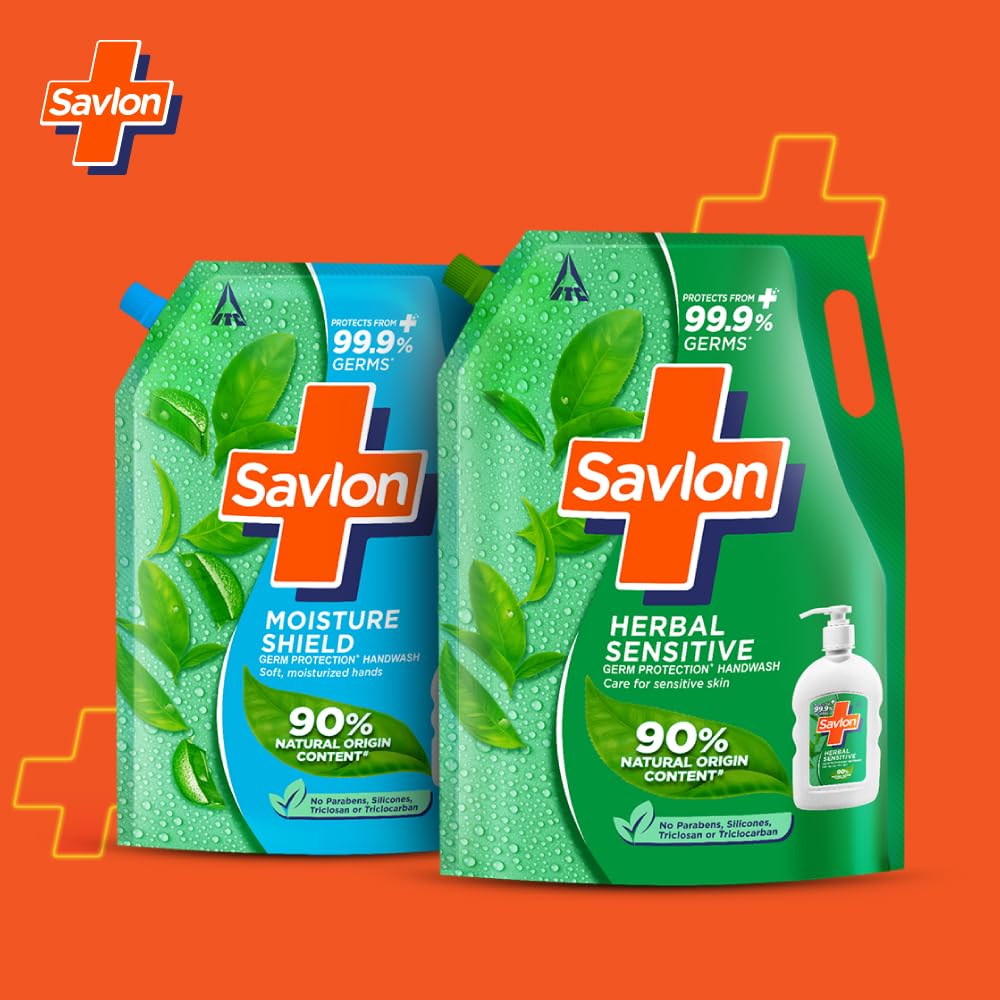 Savlon Herbal Sensitive Germ Protection Liquid Handwash Refill Pouch 1.35L Soft Skin Herbal Care
