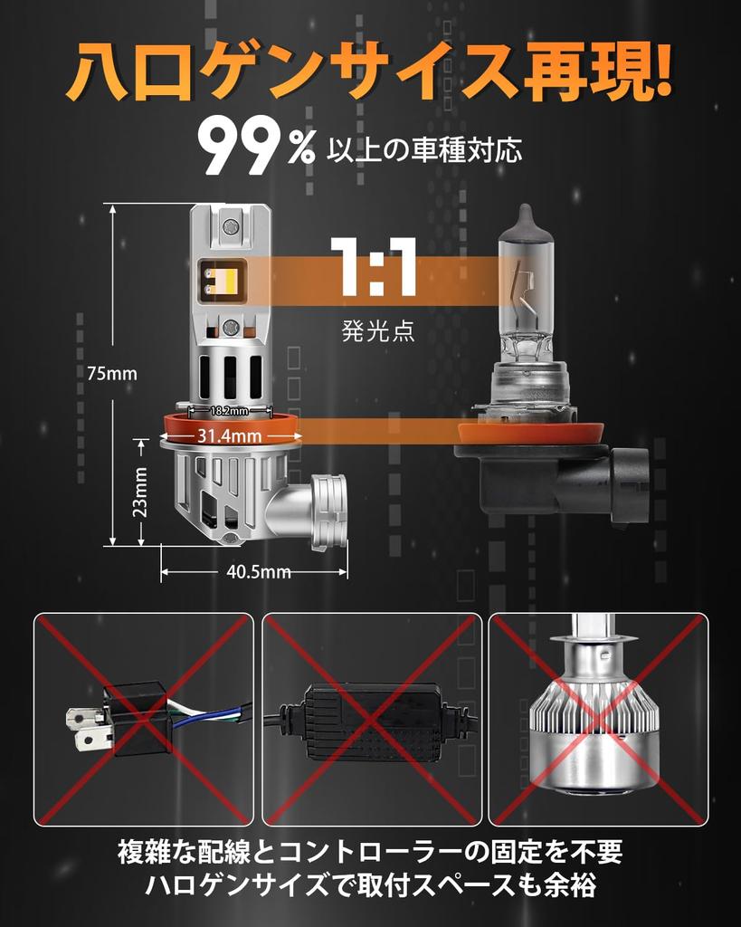 BORDAN H11 LED Headlight, Explosive Light, Compatible with Vehicle Inspection, H8 H16 LED, 30,000