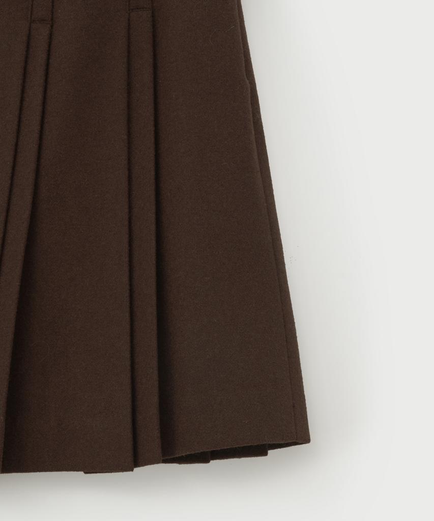 Seteo (W) Wool Blend Pleated Mini Skirt Dark Brown