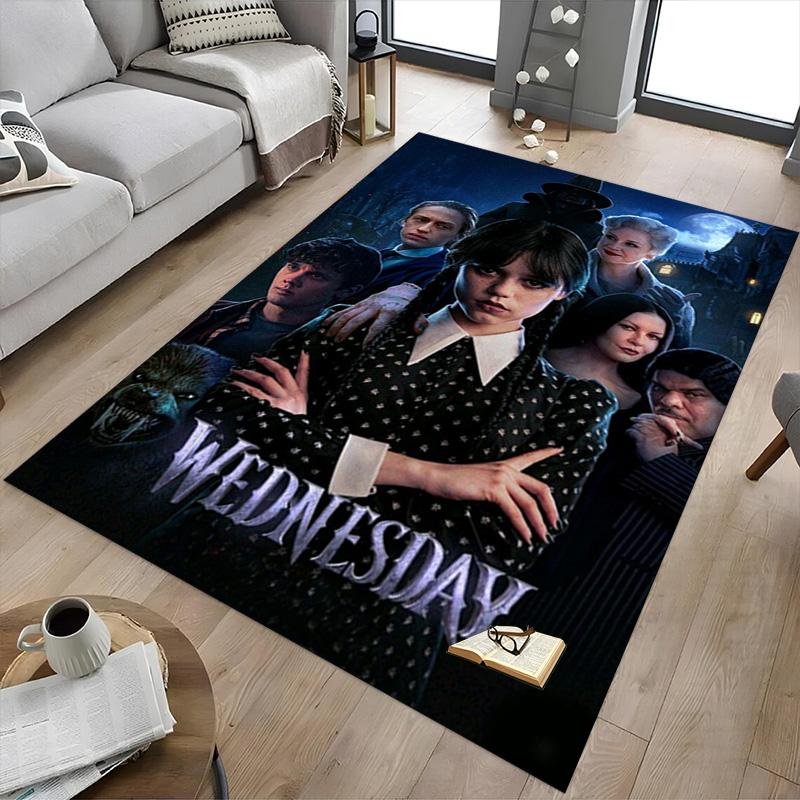 1pc Wednesday Addams Mystery Carpet for Playroom Bedroom Living Room Sofa Home Decor,kids Game Area Rug Non-slip Floor Mat Y82677