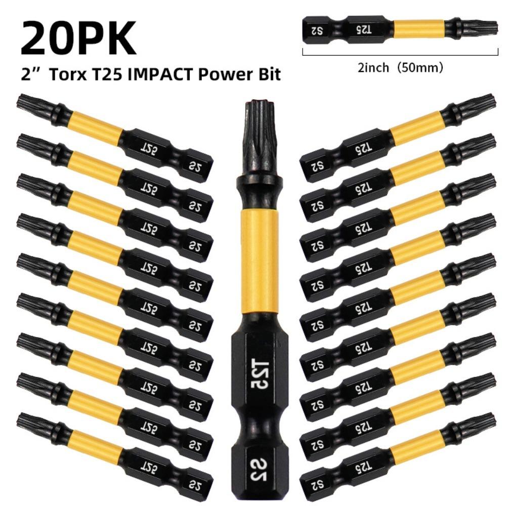 

20 шт. ударная отвертка высокой твердости сильная магнитная головка Torx ударная электрическая бита ручной инструмент жёлтый