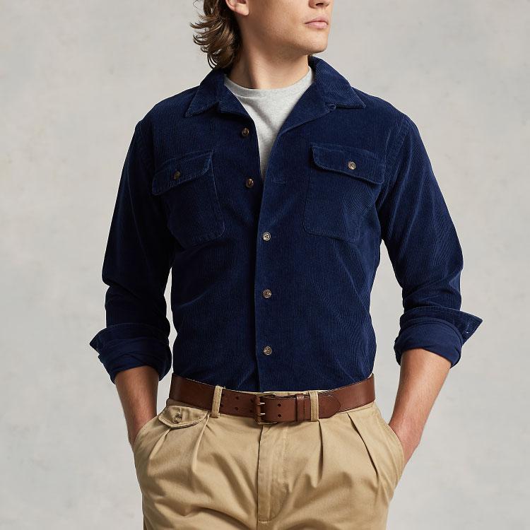 Polo Ralph Lauren SS23 Solid Color Long Sleeve Shirt Men Shirts Blue MNPOWOV16822710-410