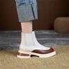 2024 Hot Sale Fashion Genuine Leather Shoes Women Chelsea Boots Stretch Slip on Comfortable Mid Heels Platform Ankle Boots Women