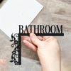 1 PC Black Iron Right Angle"Bathroom with Art Branch Flowers" Metal Wall Art - Modern Home Decor for Bedroom, Living Room, or Bathroom.