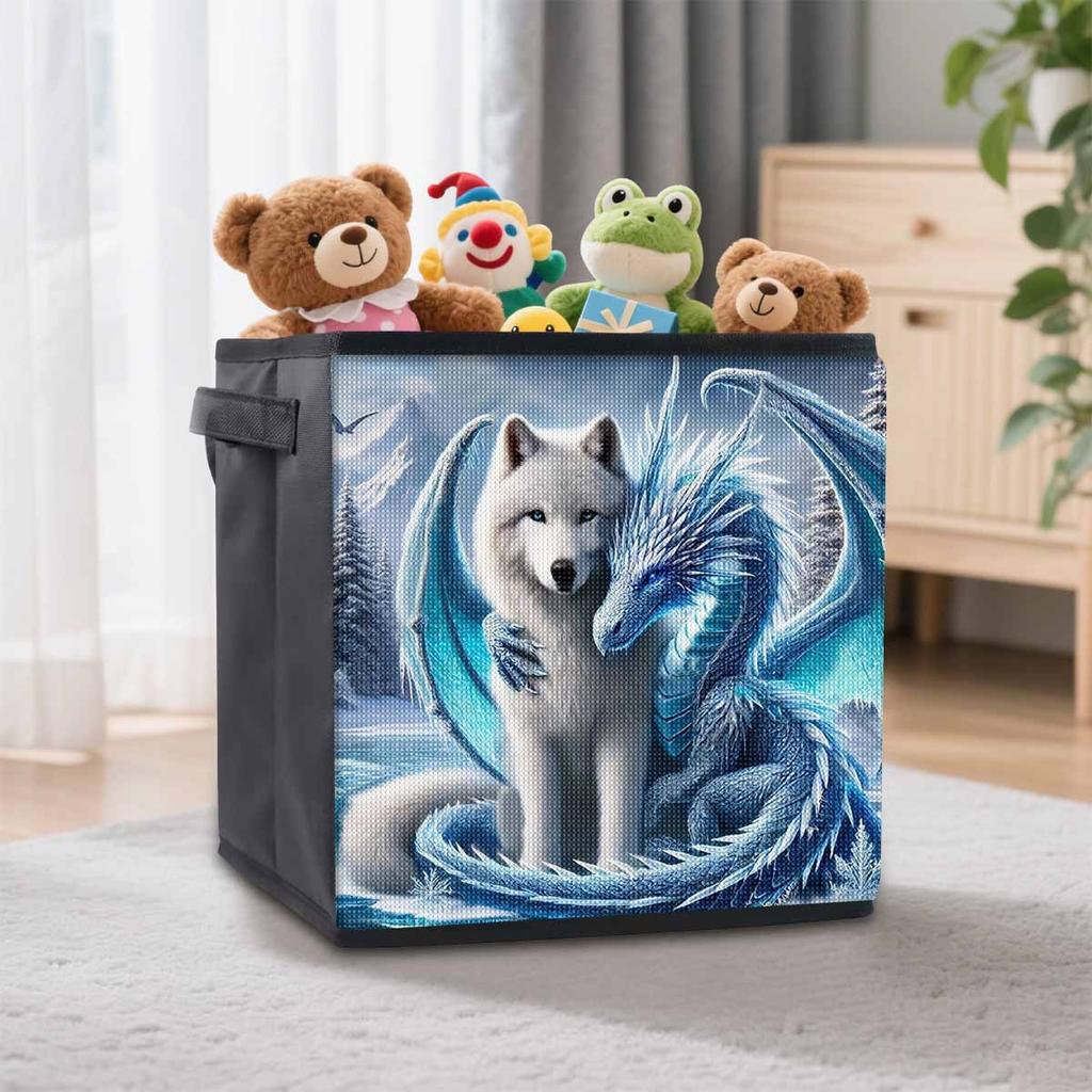 The Fox and The Dragon 5D Diamond Painting Storage Basket Full Round Drill Mosaic Diamond Embroidery Cross Stitch Kits Home Decor Home Decor