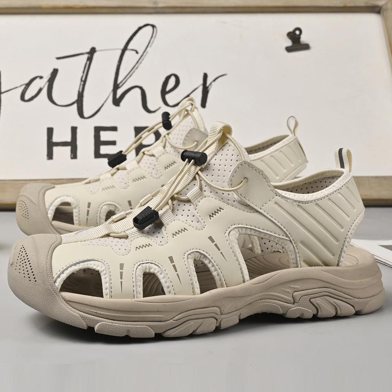 Sandali estivi da uomo, 2024, ciabatte da spiaggia, fatte a mano, in vera pelle, da uomo, casual, da esterno, antiscivolo, da uomo