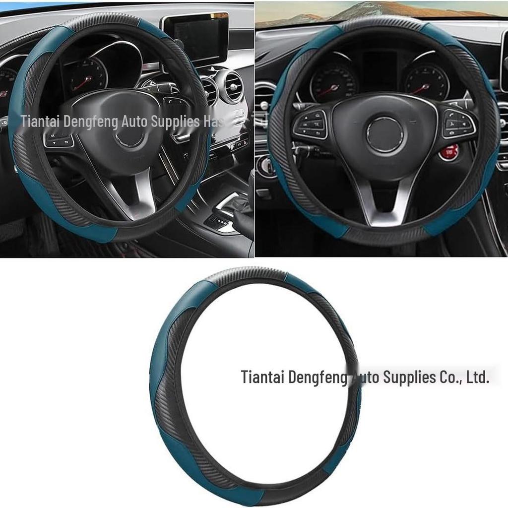 Universal Four-Season Faux Carbon Fiber Steering Wheel Cover for SUVs and Sedans