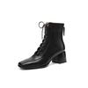 Fashion 2025 Autumn Women Boots Square Toe Back Zipper Women Shoes Chunky Heels Shoes for Women High Heel Boots Vintage Leather Shoes