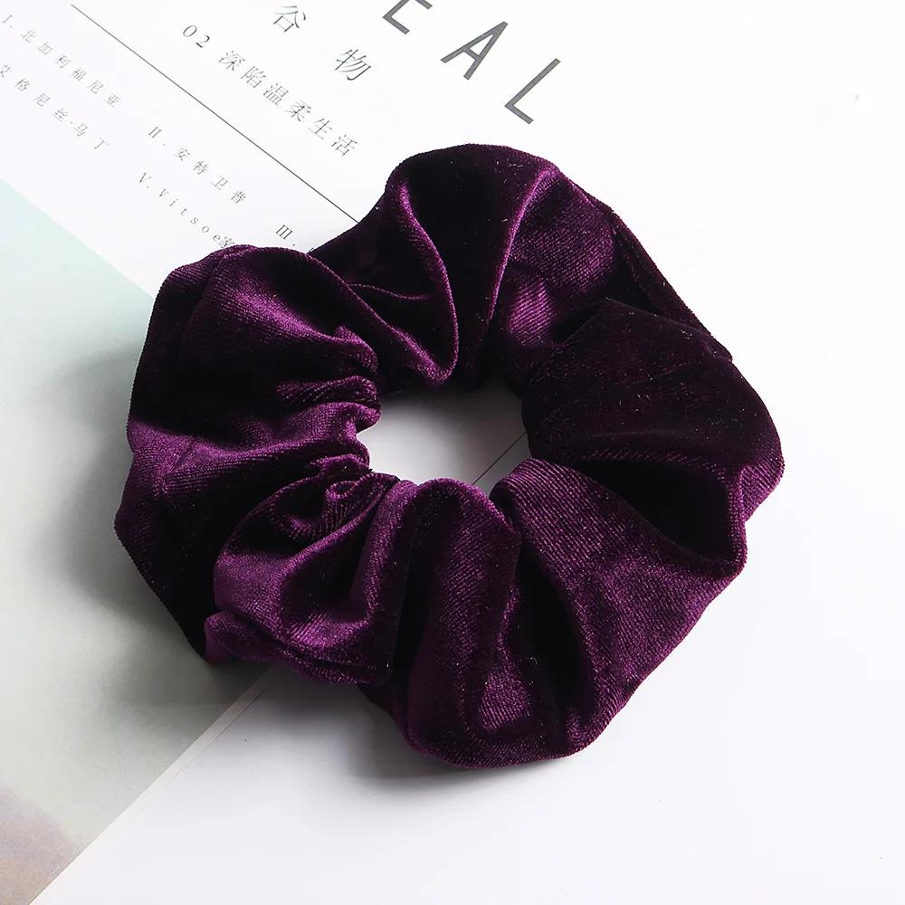 Winter Vintage Woman Large Velvet Scrunchies Elastics Hair Band Solid Hair Ties Ladies Ponytail Holder Hair Accessories