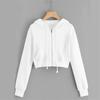 Women's Casual Zip Up Hooded Sweatshirt with Drawstring and Pocket Solid Color Top