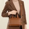 Vintage Boston Women's Bag Large Capacity Handbag Cowhide Bag Single Shoulder Crossbody Vegetable Tanned Cowhide Genuine Leather Texture Handbag