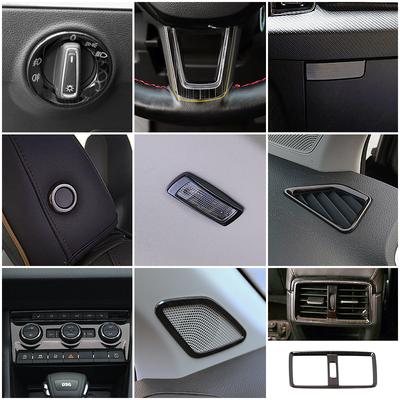 For Skoda Karoq 2017- Car Inner Styling Modify Refit Central Console Part Trim Frame Cover Stainless Steel Decorate