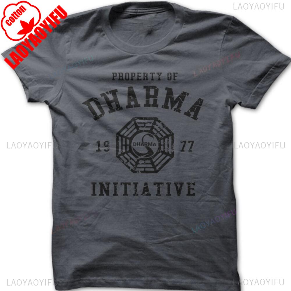 ZX Tee DHARMA Initiative 1977 TV Show LOST Printed Cotton T-shirt Short-sleeve Round Neck Regular Fit Clothes Comfortable Tops