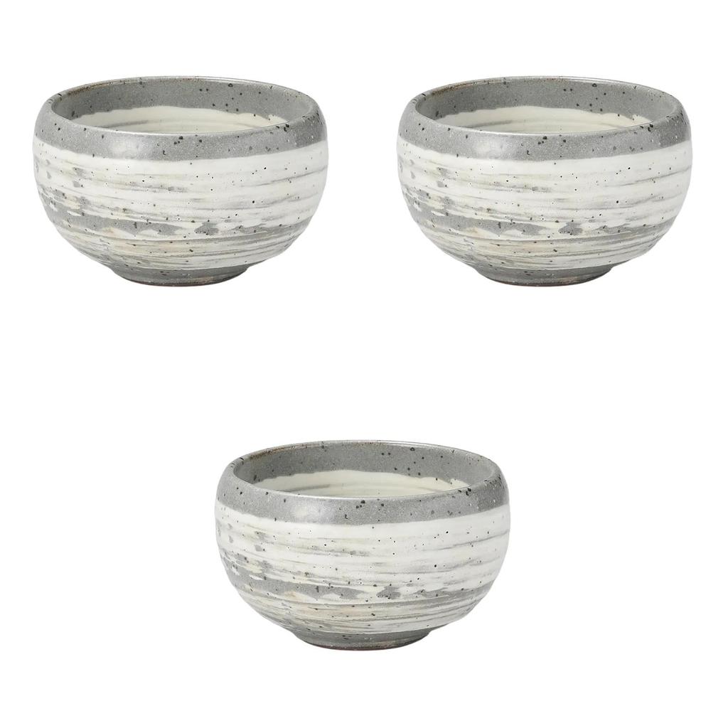 Set of 3 Small Kohiki Brushed Porridge Bowls x Rice Bowl Setomonohonpo [13 7.5cm]