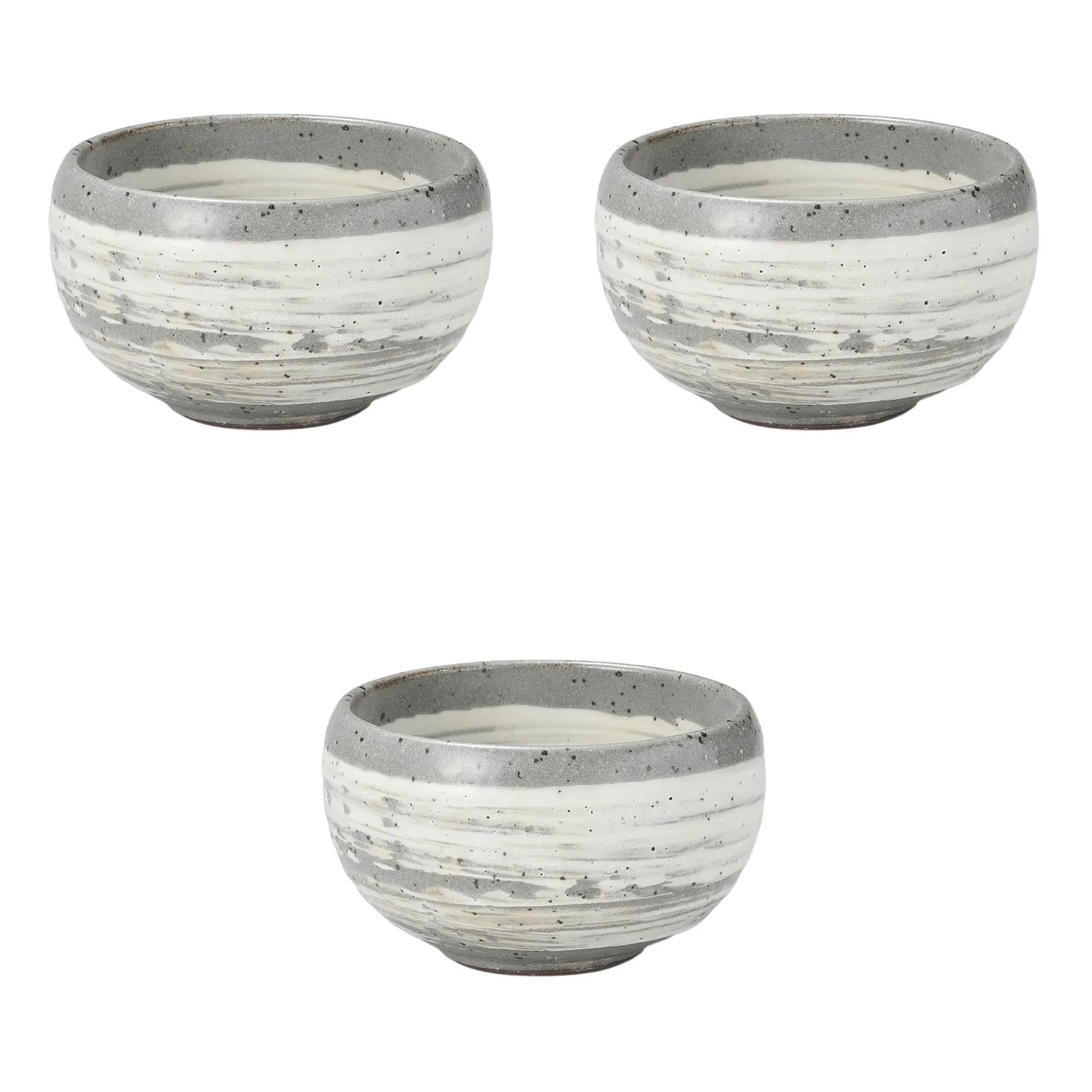 

Set of 3 Small Kohiki Brushed Porridge Bowls x Rice Bowl Setomonohonpo [13 7.5cm]