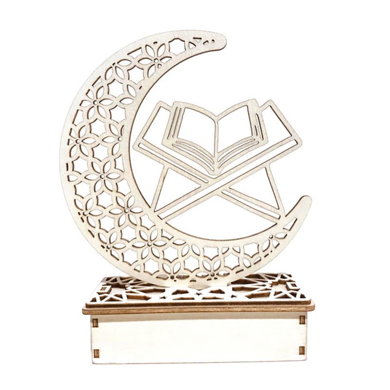 Pendentif en Bois EID Moubarak avec Bougies LED Lumière Décorations de Ramadan pour la Maison Décoration d'Eïd de Fête Musulmane Islamique Kareem Ramadan