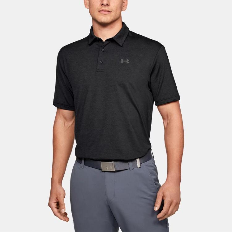 Men's Under Armour Playoff Golf Sports Thin and Light Breathable Loose Short Sleeve Polo Shirt Black 1351131-001